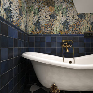 Fürdőszoba kék csempével